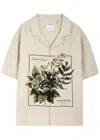 Only The Blind Botanical Printed Linen Shirt In Beige