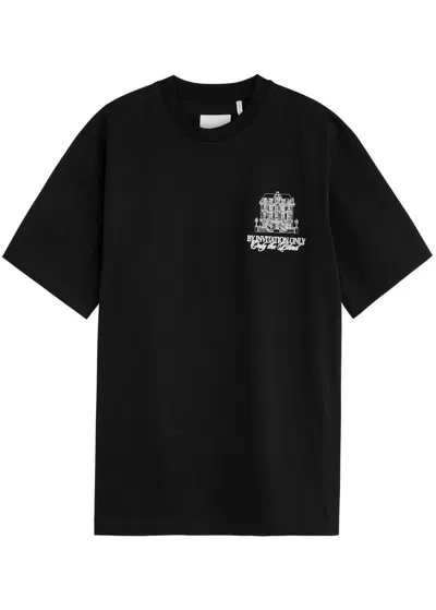 Only The Blind By Invitation Embroidered Cotton T-shirt In Black