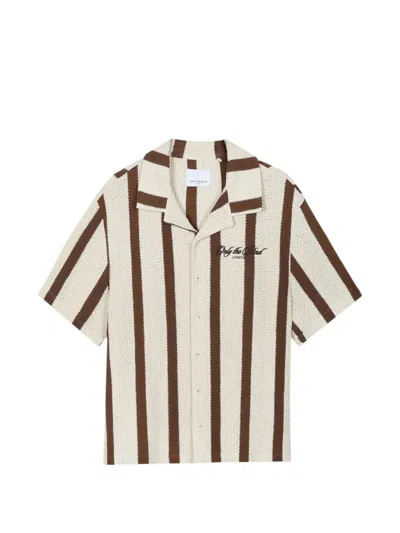 Only The Blind Crochet-knit Striped Shirt In Brown