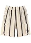 Only The Blind Desert Stripe Crochet-knit Cotton-blend Shorts In Beige