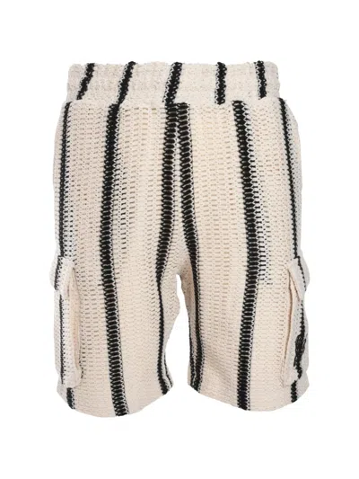 Only The Blind Desert Striped Crochet Shorts In Neutral