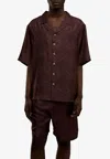 Only The Blind Faded Monogram Bowling Shirt In Brown
