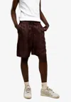 Only The Blind Faded Monogram Print Silk Shorts In Brown