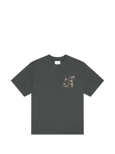 Only The Blind Maison Crest Embroidered T-shirt In Gray