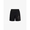 ONLY THE BLIND MENS BLACK BRAND-EMBROIDERED STRAIGHT-LEG REGULAR-FIT COTTON SHORTS