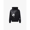 Only The Blind Mens Midnight Hawk Embroidered Cotton-jersey Hoody Black In Black