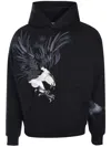 Only The Blind Mens Midnight Hawk Embroidered Cotton-jersey Hoody Black In Black