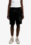 Only The Blind Nocturnal Tiger Embroidered Shorts In Black