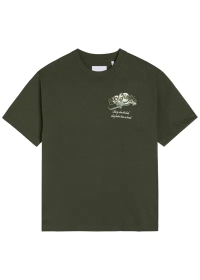 Only The Blind Otb Air Embroidered Cotton T-shirt In Green