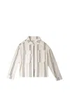 Only The Blind Striped Patch-pocket Jacket In Neutral