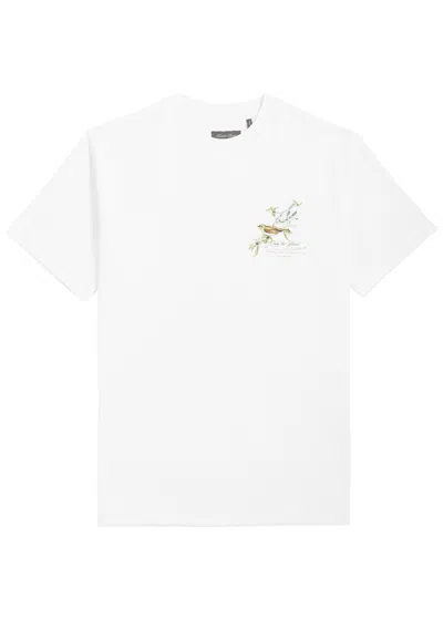 Only The Blind Summer Birds Printed Cotton T-shirt In White