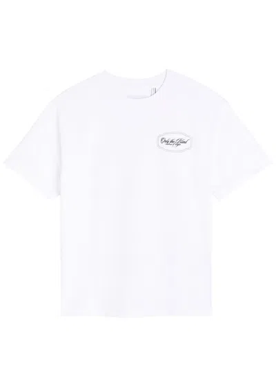 Only The Blind White Echoes Of Angels Embroidered Cotton T-shirt