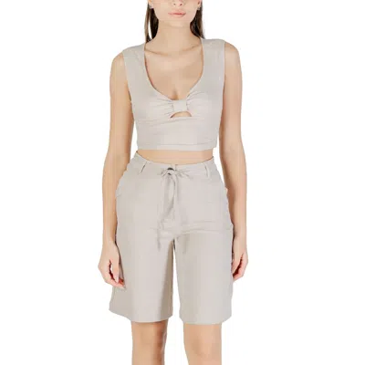 Only Beige Viscose Top In Gray