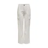 Only Linen Mix Loose Fit Cargo Pants In White Stripe