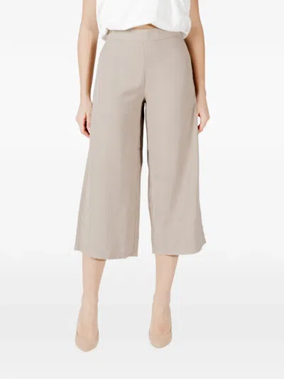 Only Wide-leg Side-zip Trousers In Neutrals