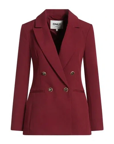Only Woman Blazer Burgundy Size 6 Recycled Polyester, Polyester, Elastane In Red