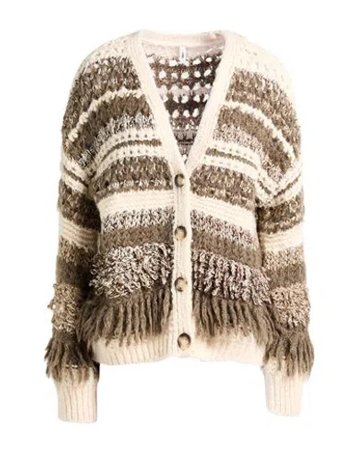 Only Woman Cardigan Beige Size L Acrylic, Cotton, Polyester, Polyamide, Wool