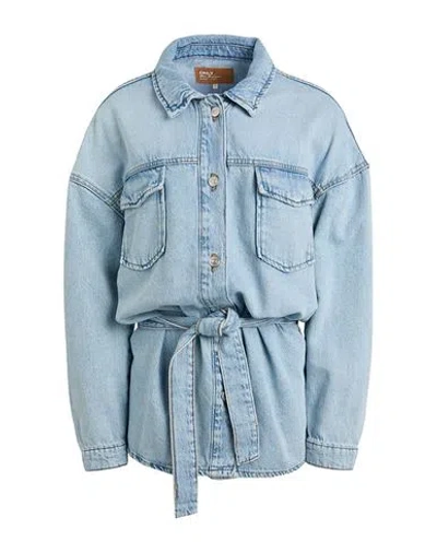 Only Woman Denim Outerwear Blue Size Xl Cotton