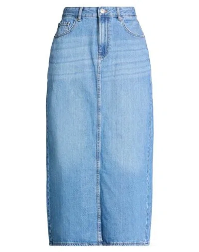 Only Woman Denim Skirt Blue Size L Cotton, Recycled Cotton In Multi