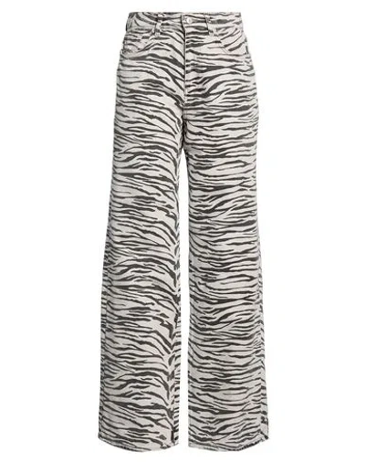Only Woman Jeans Light Grey Size 30w-32l Cotton In Animal Print