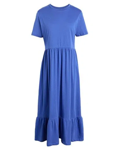 Only Woman Midi Dress Bright Blue Size Xl Cotton In Blue