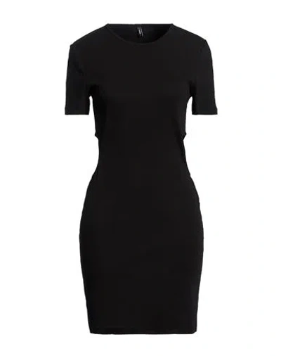 Only Woman Mini Dress Black Size L Cotton, Elastane