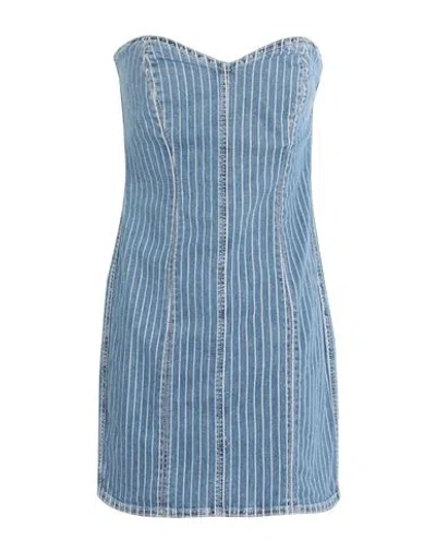 Only Woman Mini Dress Blue Size S Cotton, Elastane