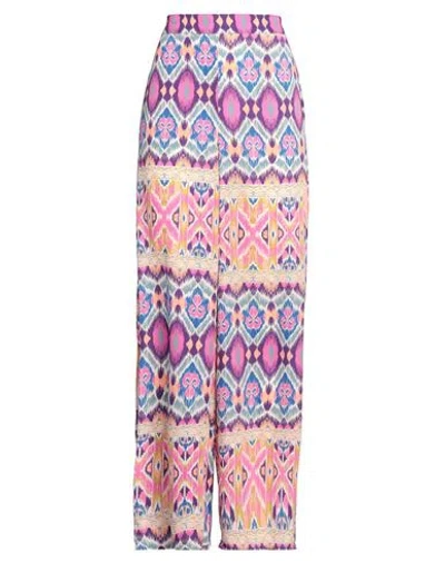 Only Woman Pants Fuchsia Size L Recycled Polyester, Polyester In Pink