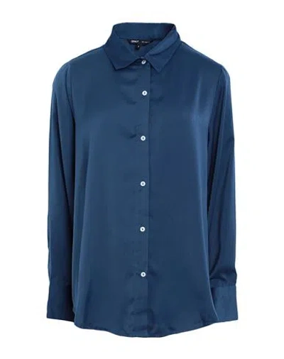 Only Woman Shirt Navy Blue Size L Polyester In Navy Blue