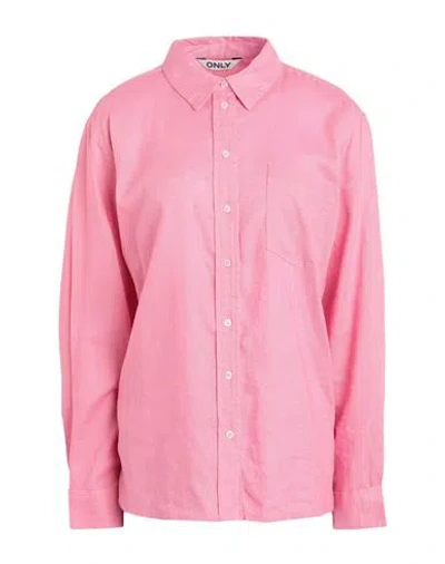 Only Woman Shirt Pink Size L Livaeco By Birla Cellulose, Linen