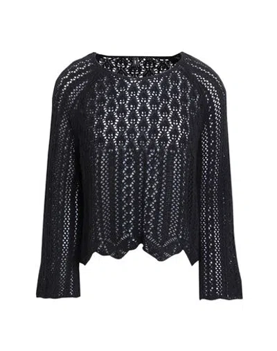 Only Scalloped Edging Openwork Sweater In Black