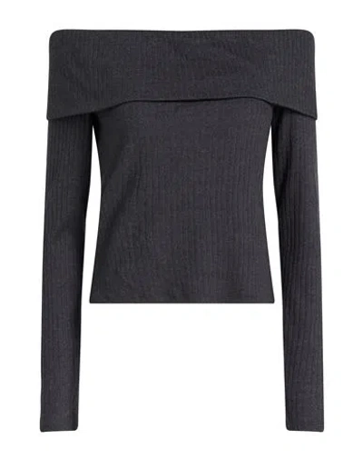 Only Woman Sweater Charcoal Size L Viscose, Recycled Polyester, Nylon In Gray