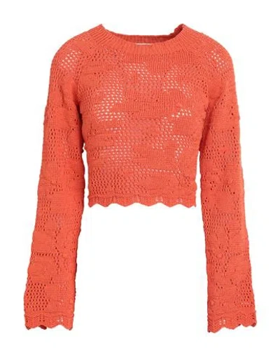 Only Woman Sweater Orange Size L Recycled Cotton, Polyester