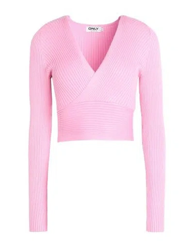 Only Woman Sweater Pink Size L Viscose, Nylon