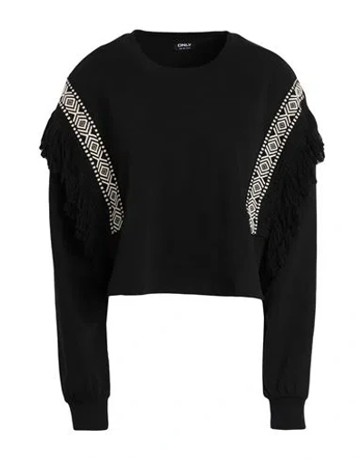 Only Woman Sweatshirt Black Size Xl Cotton, Polyester