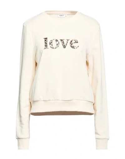 Only Woman Sweatshirt Cream Size L Cotton, Polyester In Neutral