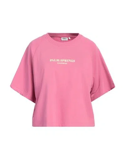 Only Woman Sweatshirt Fuchsia Size L Cotton, Polyester In Pink