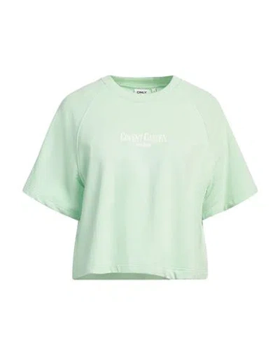 Only Woman Sweatshirt Light Green Size M Cotton, Polyester