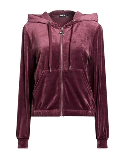 Only Woman Sweatshirt Mauve Size Xs Polyester, Elastane In Burgundy