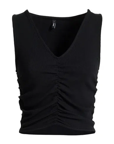 Only Woman Top Black Size S Cotton, Elastane