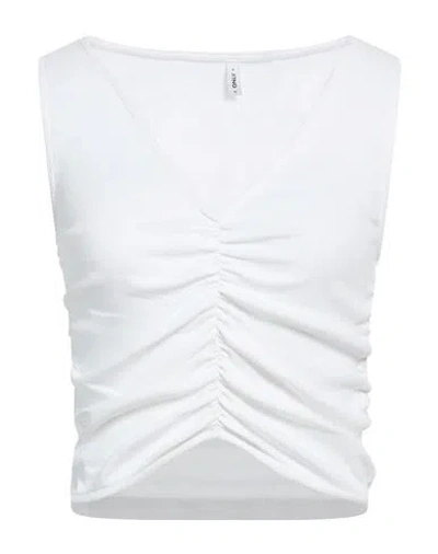 Only Woman Top White Size L Cotton, Elastane