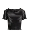 Only Woman T-shirt Black Size M Cotton, Polyester, Elastane