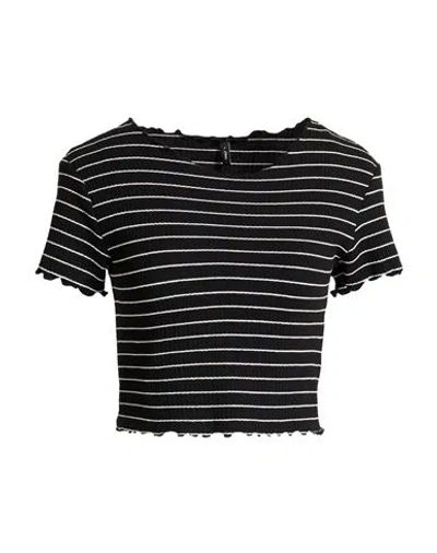 Only Woman T-shirt Black Size M Cotton, Polyester, Elastane