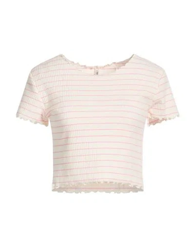 Only Woman T-shirt Ivory Size S Cotton, Polyester, Elastane In Pink