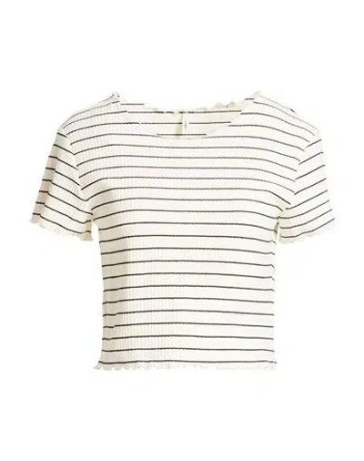 Only Woman T-shirt White Size L Cotton, Polyester, Elastane