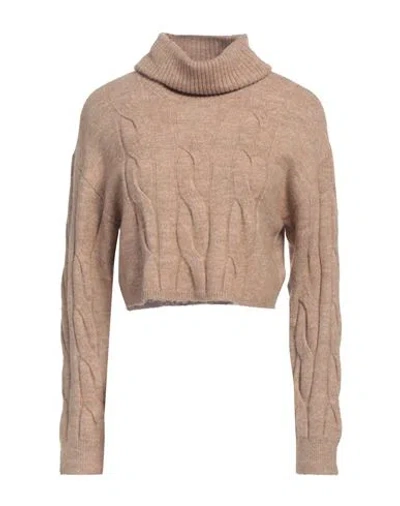 Only Woman Turtleneck Camel Size L Polyester, Acrylic, Elastane