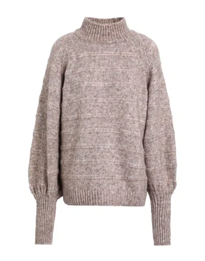 Only Woman Turtleneck Light Brown Size Xl Recycled Polyester, Polyester, Acrylic, Wool In Beige