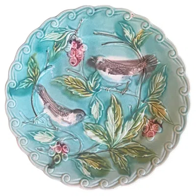 Pre-owned Onnaing French Majolica Plate By , C. 1900 In Blue