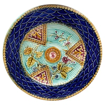 Pre-owned Onnaing French Majolica Plate , Circa 1890 In Black