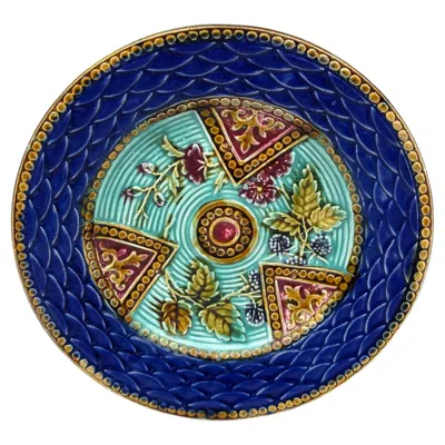 Pre-owned Onnaing French Majolica Plate , Circa 1890 In Purple